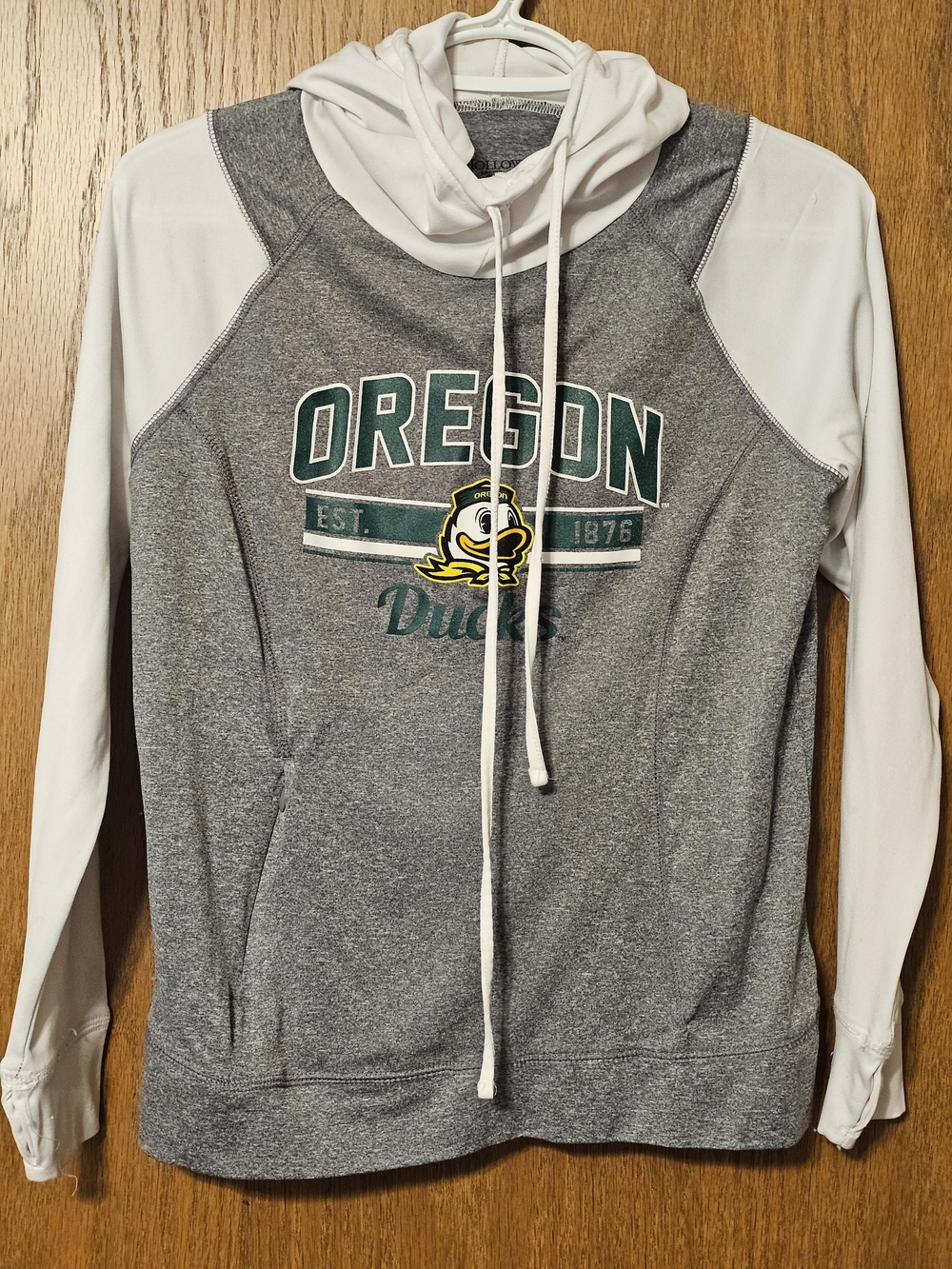 Holloway Gray & White Oregon Ducks Cowl Neck Pullover